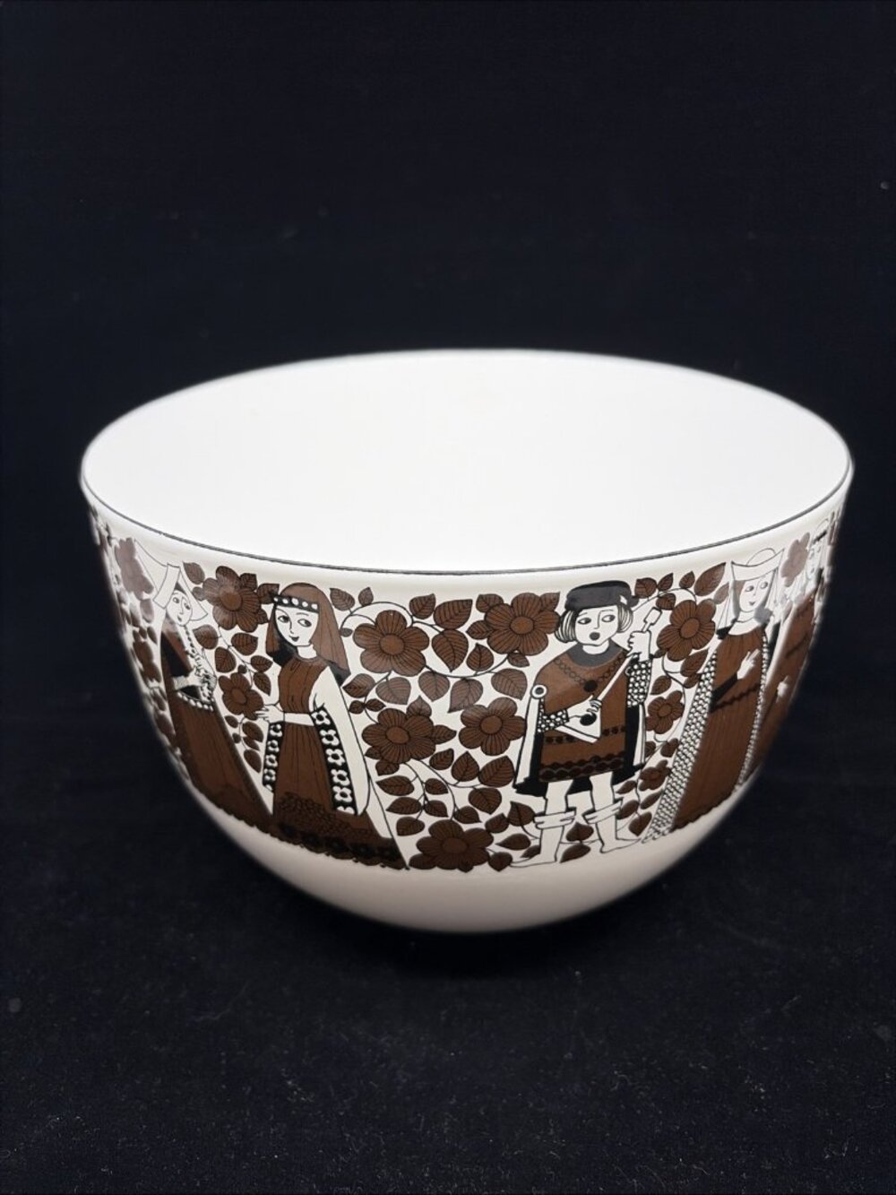 Vintage Finel Arabia Finland Ritari Medieval Enamel Bowl Esteri Tomula 8.25"